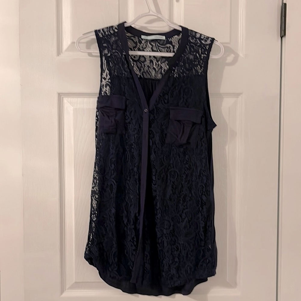 Brand New Maurices Dark Blue Lace Button Down shirt.